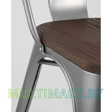 Стул Stool Group Tolix wood (серебристый матовый) картинка 6